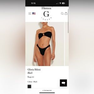 Hunza G Black Gloria two piece bikini-USED 1x